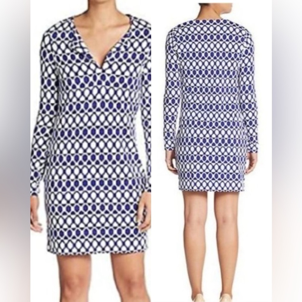 🆕 DIANE von FURSTENBERG Reina Long Sleeve Geometric Dress